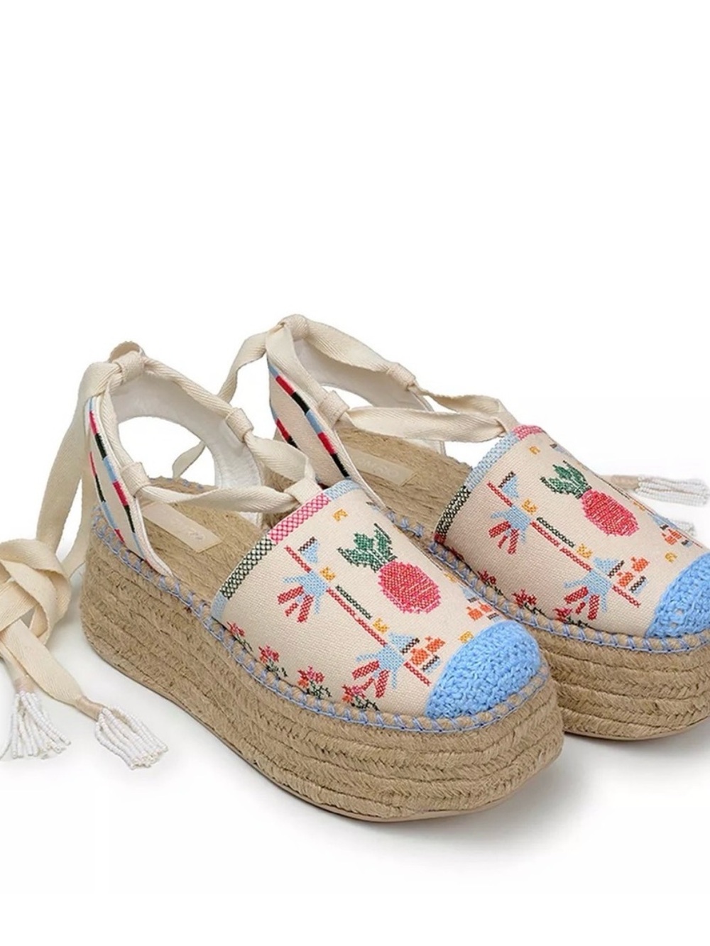 NWT FARM Rio Off White Paradise Platform Espadrille Sandal Sz 10